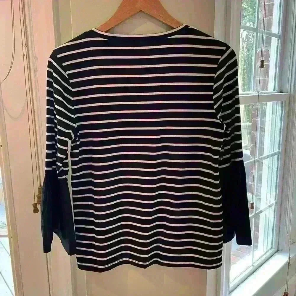 Anthropologie Black and White Striped Top, Small - Picture 3 of 4